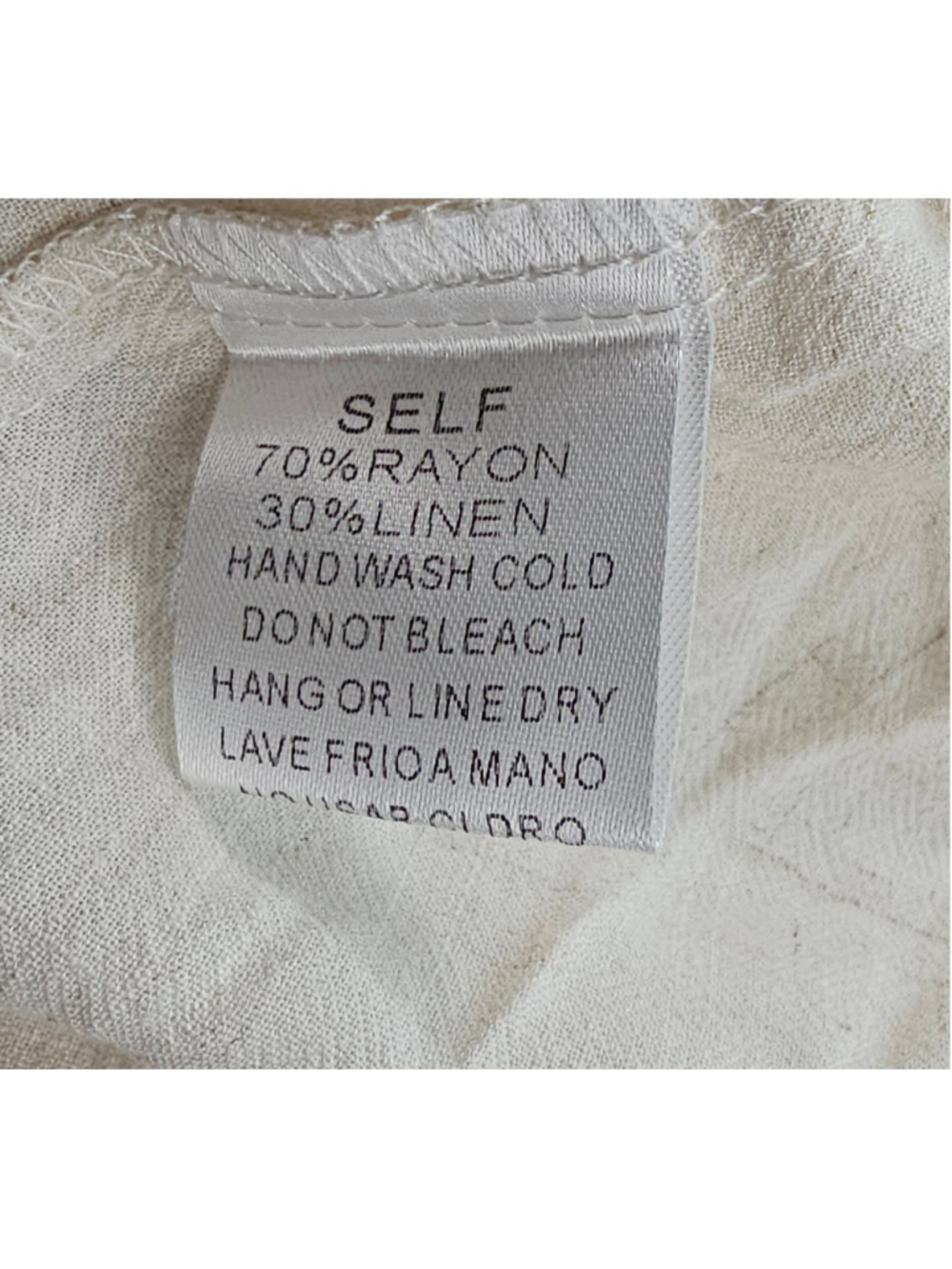 Easel Linen Blend Peplum Peasant Top Ivory Neutral M - Picture 4 of 7